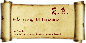 Récsey Ulisszesz névjegykártya